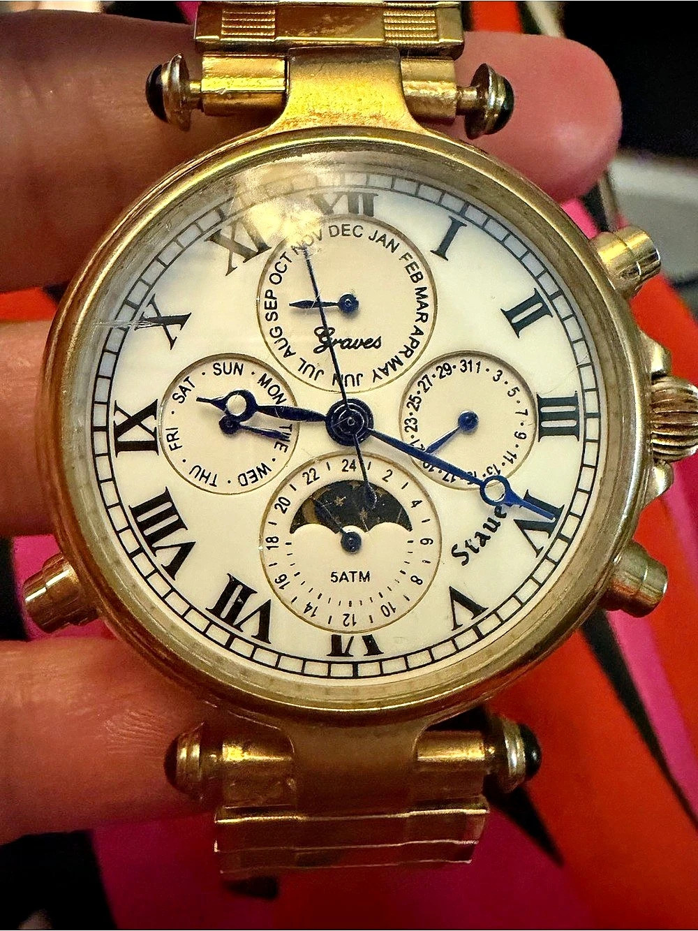 Stuhrling Automatic Chronograph Watch Gold Tone N/A